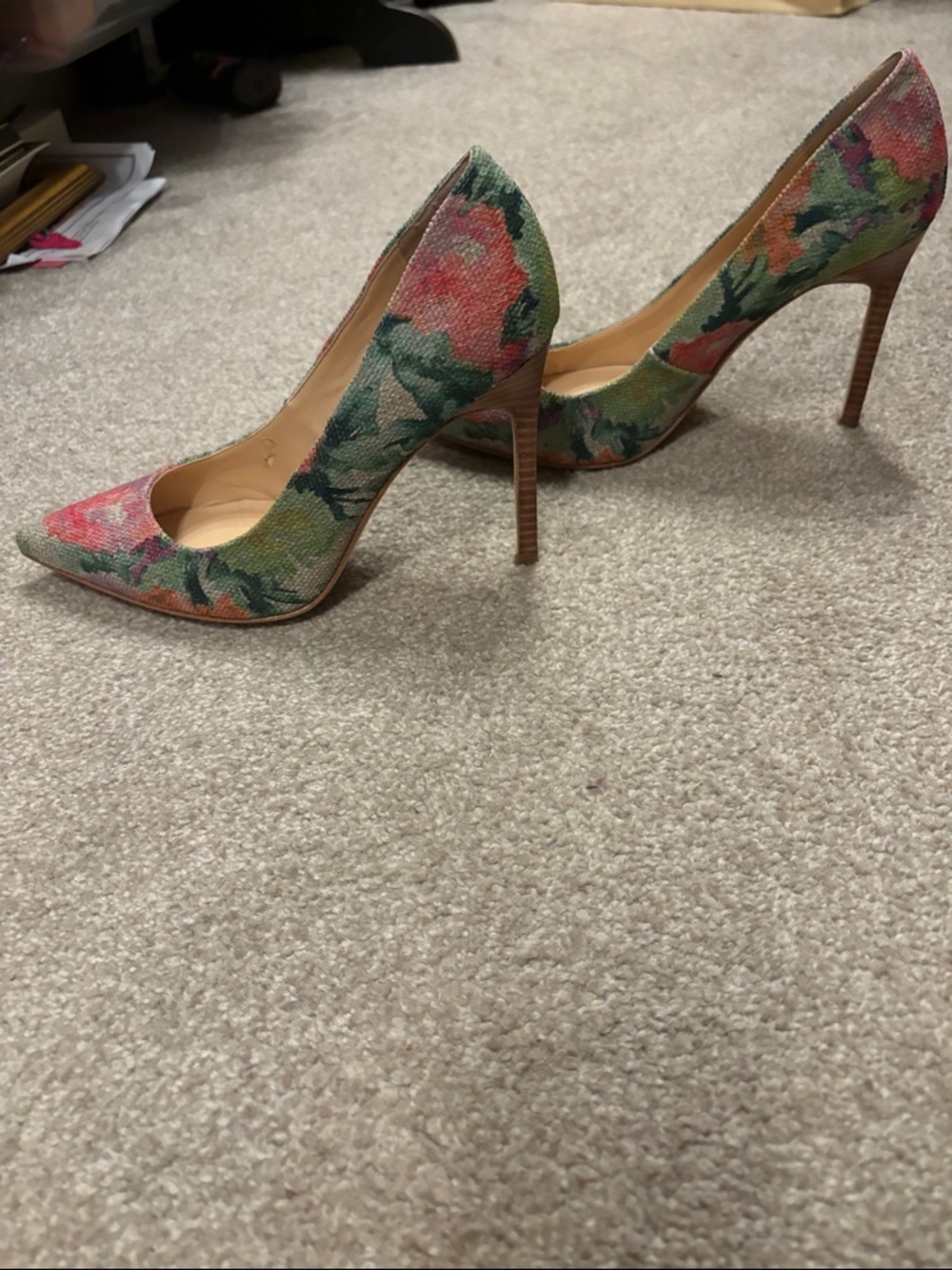 Flower heels 8 green pink